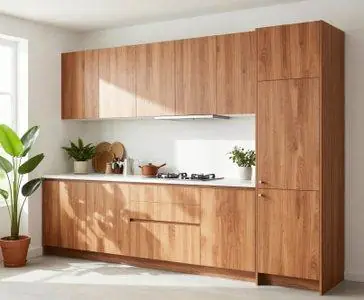 Full-height timber kitchen cabinetry